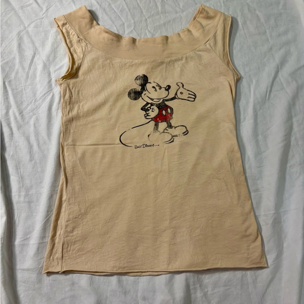Disney Cream Scoop Neck Tank with Vintage Mickey Graphic Size Small
